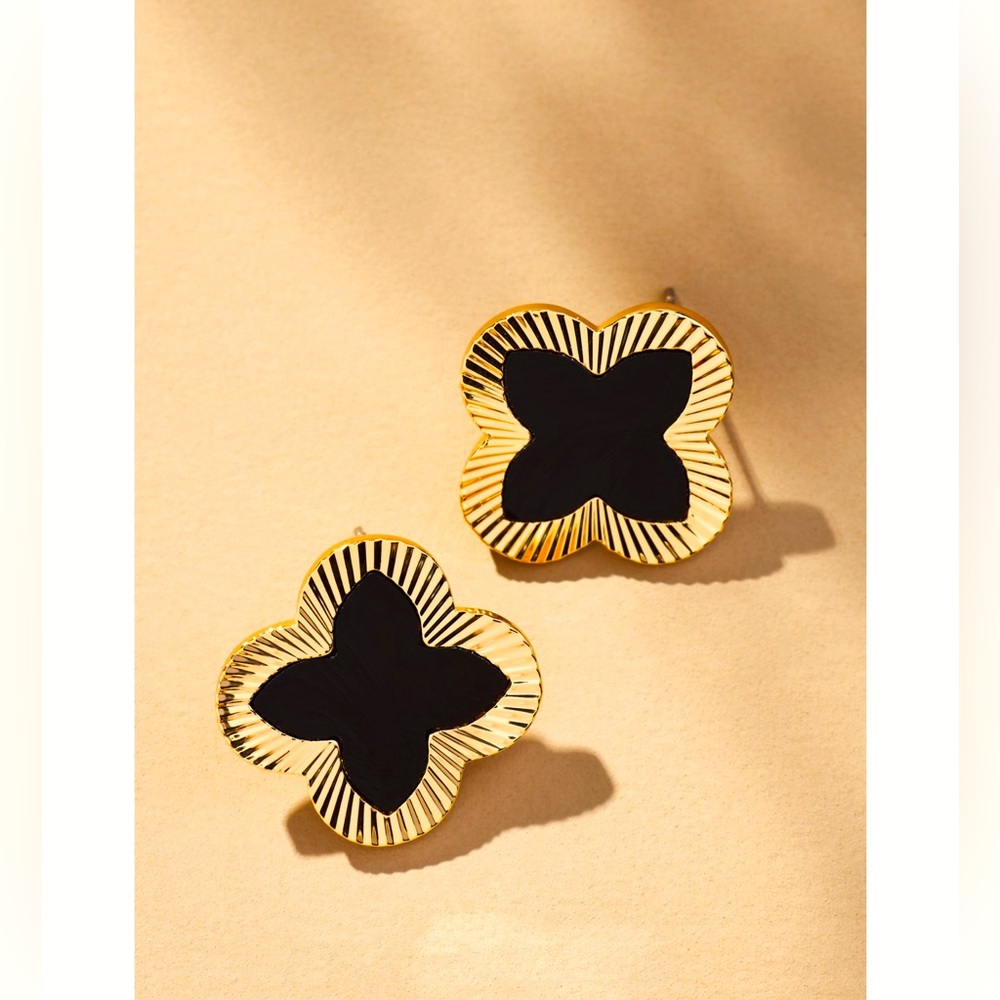 Anthropologie Clover post Earrings Black NWT